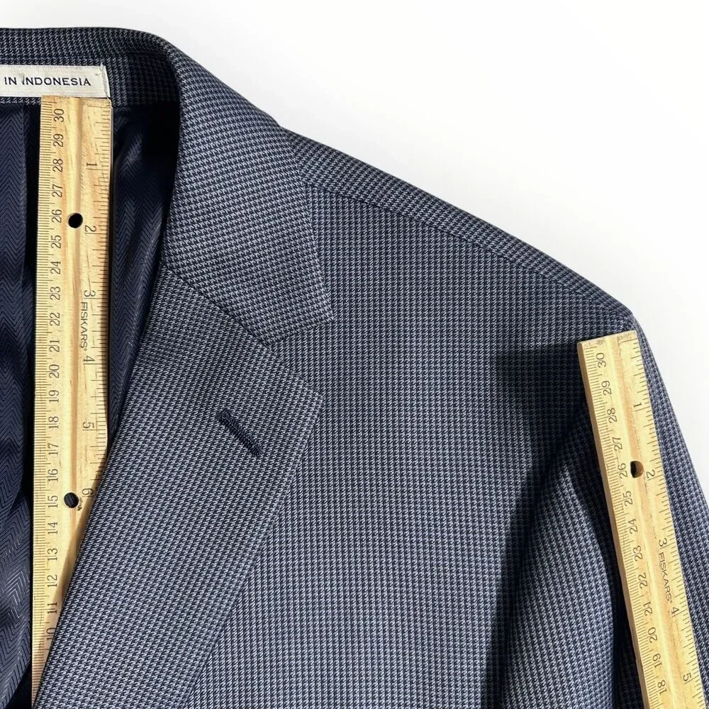 Joseph Abboud Mens Blazer 46R Italian Wool Sport Coat Two Button Jacket Blue